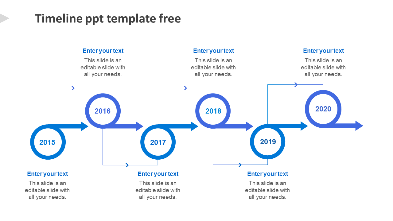 Free - Elegant Timeline PPT Template Free With Blue Color